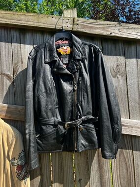 Black Leather Women’s Biker Jacket - Classic Zip & Belt